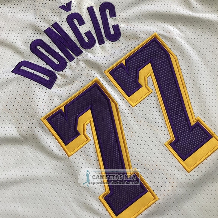 Camiseta Manga Corta Los Angeles Lakers Luka Doncic NO 77 Blanco